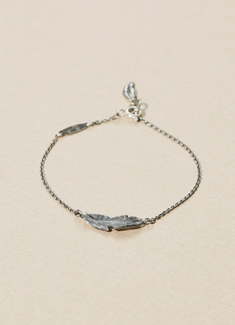 Silver Feather Charm Bracelet